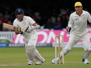 Sachin Tendulkar in action against Rest of the World at Lords.