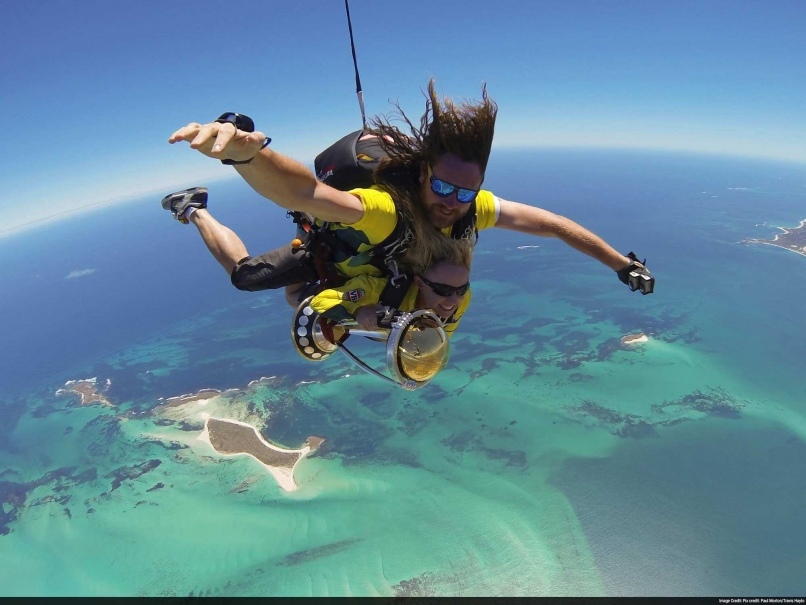 ICC Cricket World Cup Trophy Sky Dives Into Jurien Bay, Western Australia