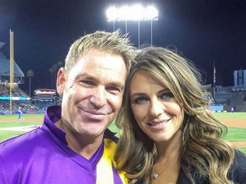 Shane Warne Gets A Hug From Old Flame Liz Hurley at All-Stars Cricket