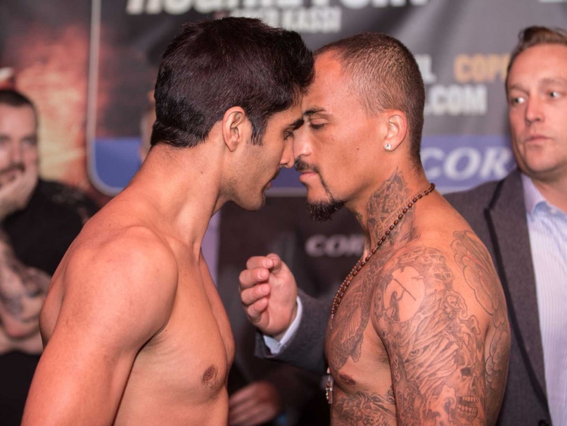 Vijender Singh Confronts Matiouze Royer During Official Weigh-In
