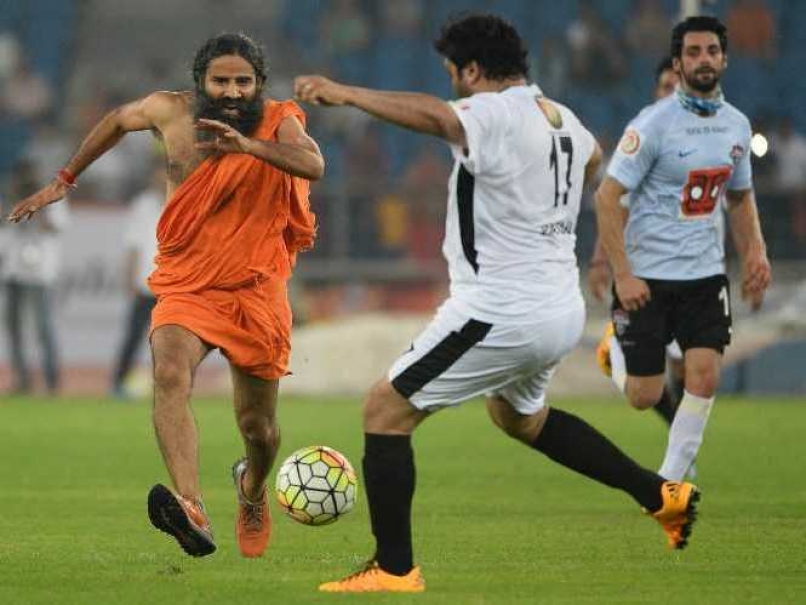 Baba Ramdev, Dhoti-Clad, Shows Football Skills at Celebrity Match