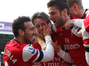 EPL: Ten-man Arsenal go fourth, Aston Villa escape relegation zone