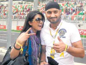 Harbhajans day out with Geeta Basra at Indian Grand Prix
