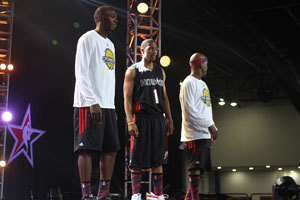 Usain Bolt slam dunks in celebrity NBA match