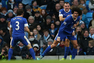 Marouane Fellaini on target as Everton hinder Manchester City again