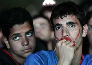 Italian fans left dejected after loss to Spain