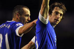 Leighton Baines keeps Everton's European hopes on track