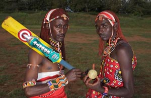 Kenyan Maasai warriors swap spears for cricket bats