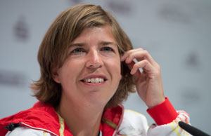 Natasha Keller German flag bearer at opening ceremony