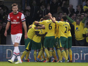 Arsenal falls to surprise 1-0 loss at Norwich