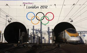 Giant Olympic Rings unveiled at Channel Tunnel