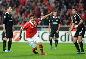 Benfica's Cardozo strikes twice to sink Spartak