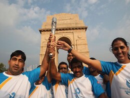Queen's Baton showcased at India Gate on first day of India stoppage Queen's Baton showcased at India Gate on first day of India stoppage