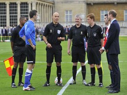 'Mind the windows!' Prince William tells palace footballers 'Mind the windows!' Prince William tells palace footballers