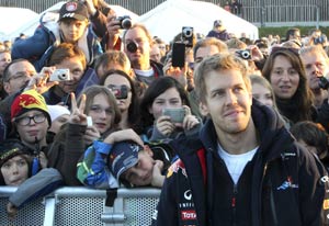 Rousing recpetion at home for Sebastian Vettel