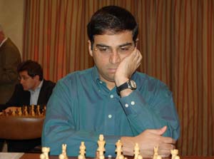 Viswanathan Anand held by Vladimir Kramnik; Magnus Carlsen zooms ahead
