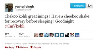Yuvraj Singh congratulates Virat Kohli for his match-winning knock